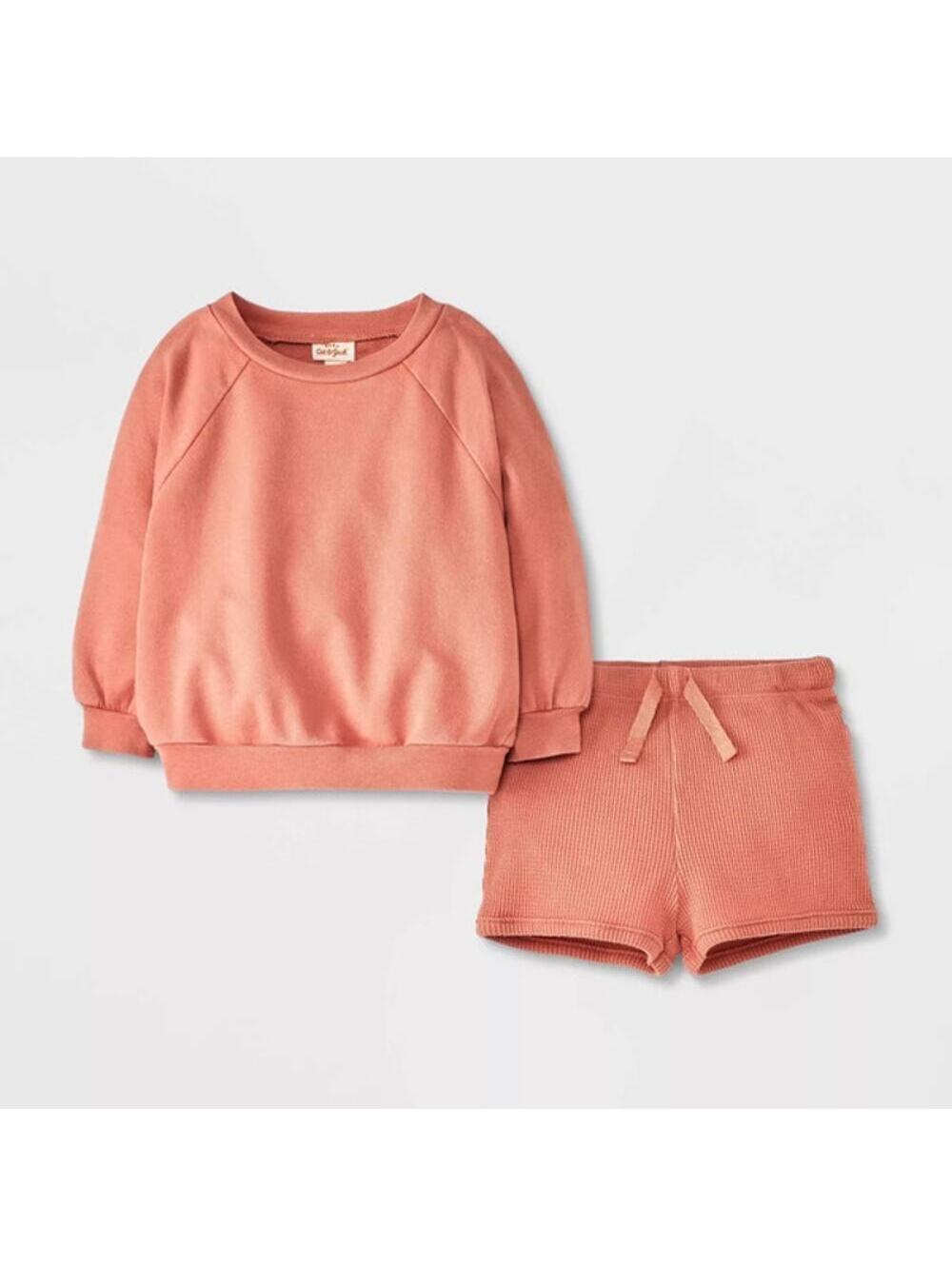 Cat & Jack Baby NWT Toddler Sweatshirt & Shorts Set Orange Size 12M